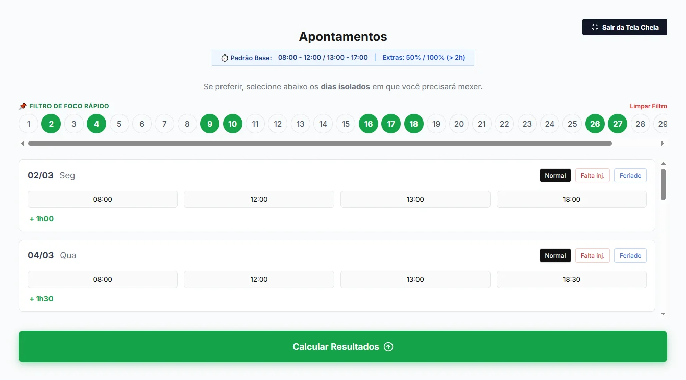 Lançamento de Horas