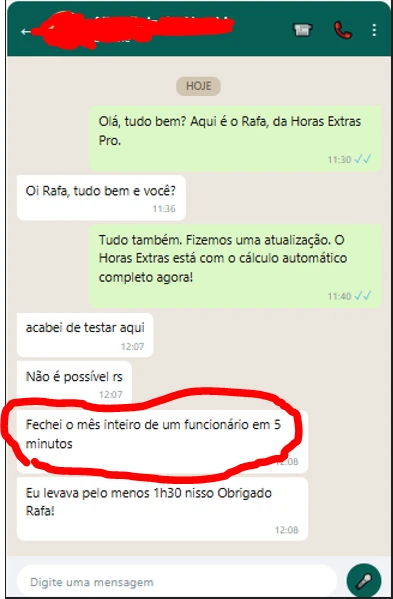 Conversa real no WhatsApp — cliente Lucas