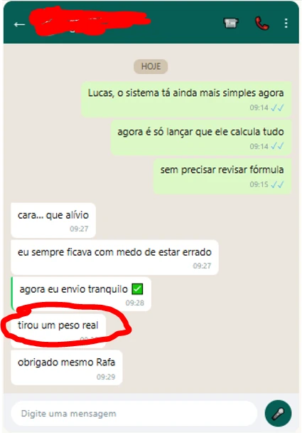 Conversa real no WhatsApp — cliente Marcos